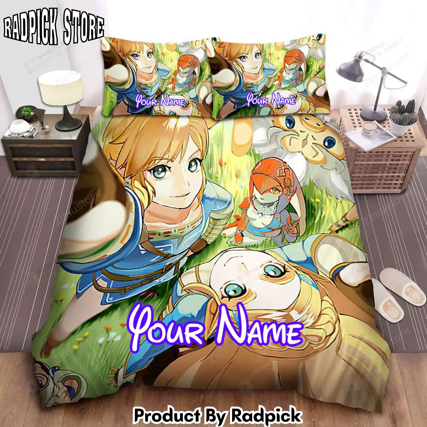 Radpick the legend of zelda link and the princess of zelda anime art bed sheets spread comforter duvet cover personalized name bedding sets rp3271135
